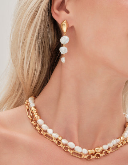 Pebble Pearl & Gold Necklace