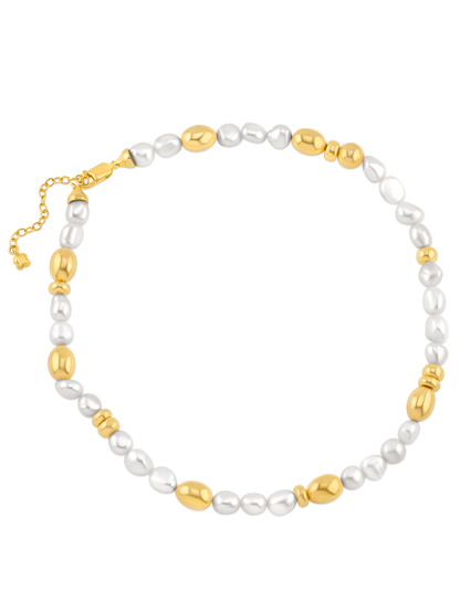 Pebble Pearl & Gold Necklace