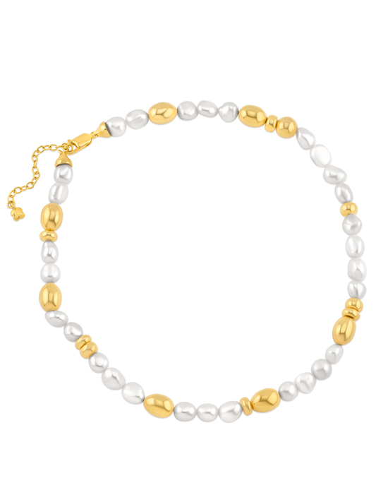 Pebble Pearl & Gold Necklace
