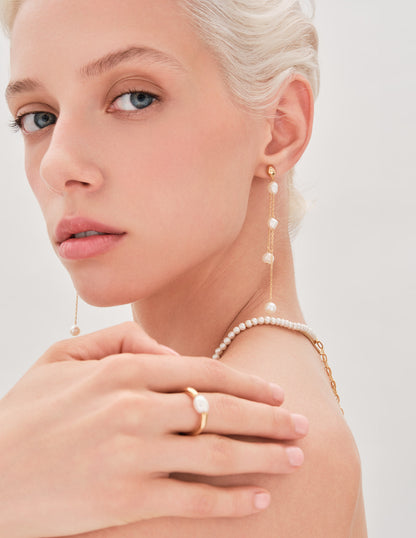 Celestial Seed Pearl Beaded Necklace In Gold