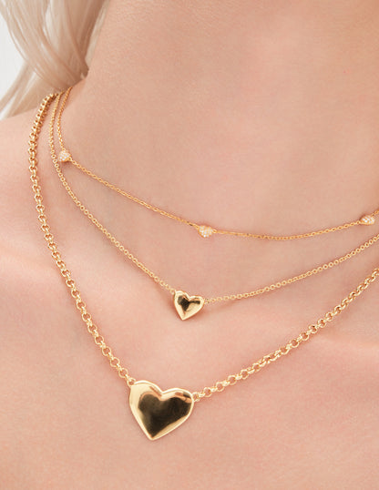 Hearts Station Necklace In Gold