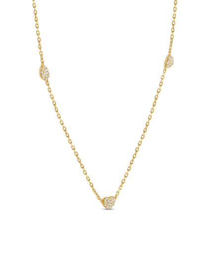 Hearts Station Necklace In Gold
