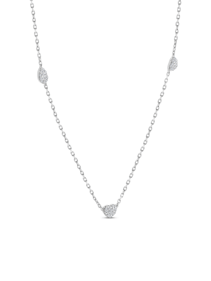 Hearts Station Necklace In Silver