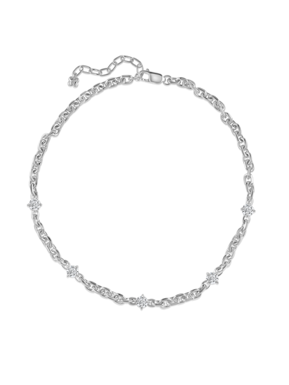 Tusk Crystal Station Chain Necklace in Silver