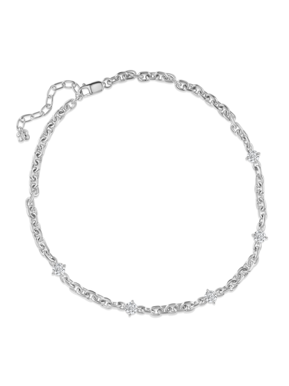 Tusk Crystal Station Chain Necklace in Silver