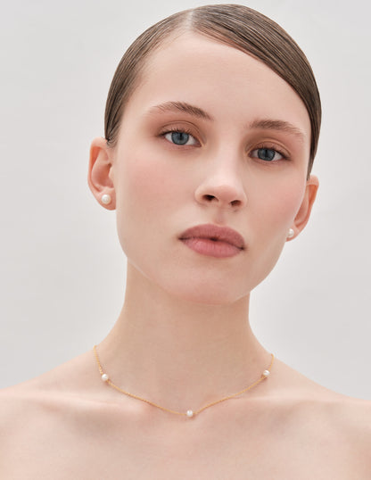Freshwater Pearl Chain Necklace In Gold
