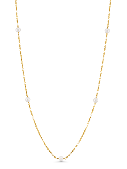 Freshwater Pearl Chain Necklace In Gold