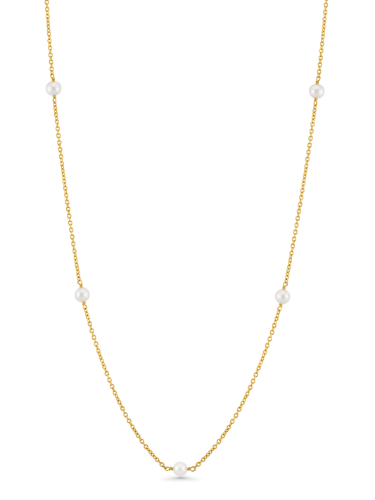 Freshwater Pearl Chain Necklace In Gold