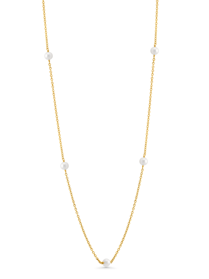 Freshwater Pearl Chain Necklace In Gold