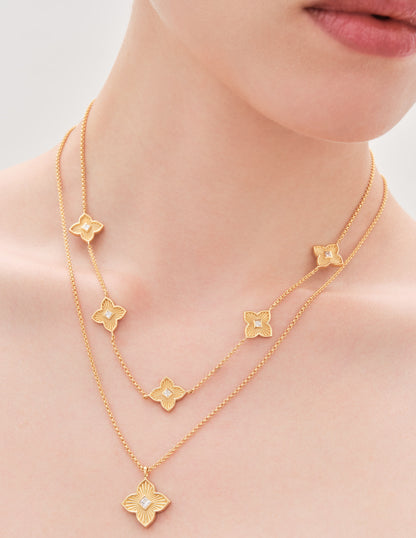 Primrose Clover Station Pendant Necklace