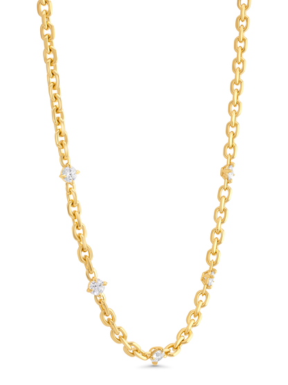 Tusk Crystal Station Chain Necklace in Gold