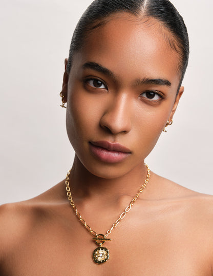 Celestial T-Bar Crystal Eye Pendant Necklace