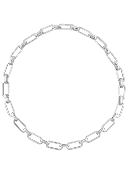 Oval Link Statement Chain Necklace In Silver