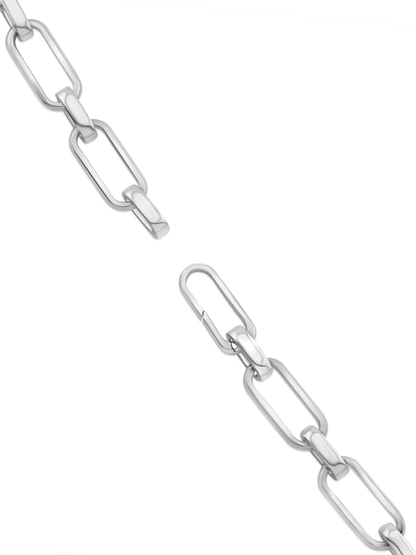 Oval Link Statement Chain Necklace In Silver