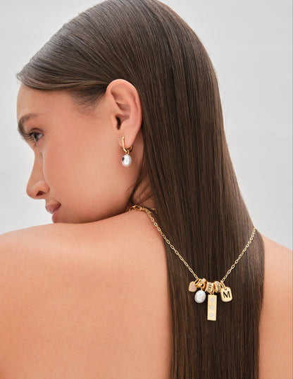 Thread-On Crystal & Pearl Charm In Gold