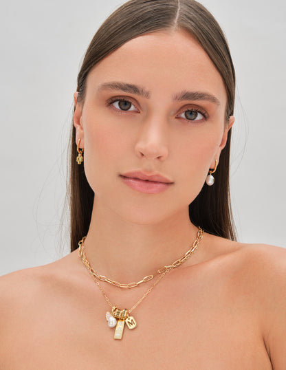 Thread-On Crystal & Pearl Charm In Gold