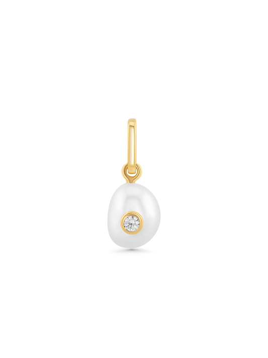 THREAD-ON CRYSTAL & PEARL CHARM IN GOLD