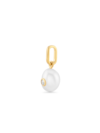 Thread-On Crystal & Pearl Charm In Gold