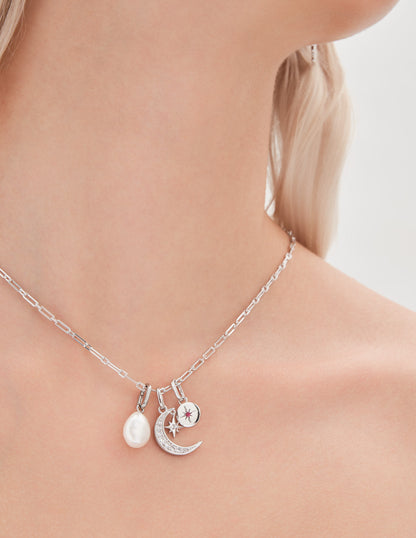 Thread-On Oval Pearl Charm In Silver