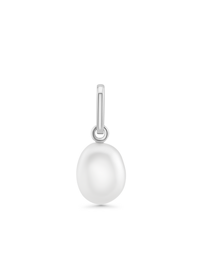 Thread-On Oval Pearl Charm In Silver
