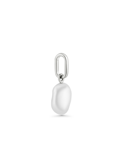 Thread-On Oval Pearl Charm In Silver