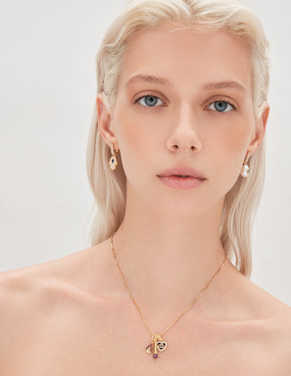 Thread-On Pavé Evil Eye-Heart Charm In Gold