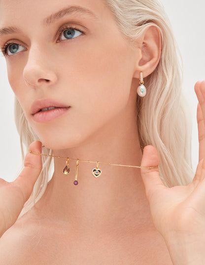 Thread-On Pavé Evil Eye-Heart Charm In Gold