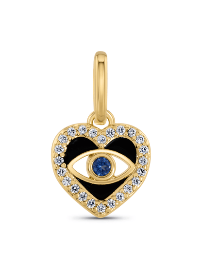 Thread-On Pavé Evil Eye-Heart Charm In Gold