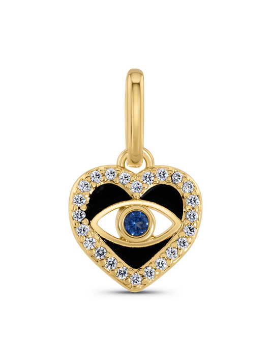 Thread-On Pavé Evil Eye-Heart Charm In Gold