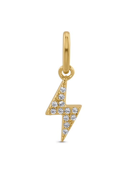 Thread-On Pavé Lightening Bolt Charm In Gold