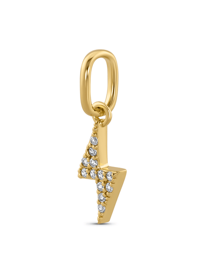 Thread-On Pavé Lightening Bolt Charm In Gold
