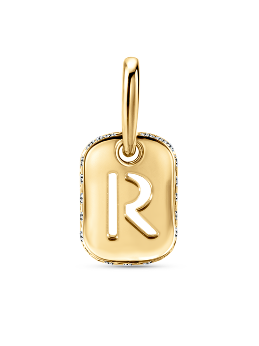 Thread-On Initial R Charm In Gold