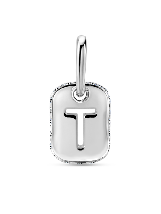 Thread-On Initial T Charm In Silver