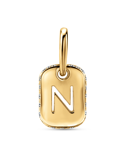 Thread-On Initial N Charm In Gold