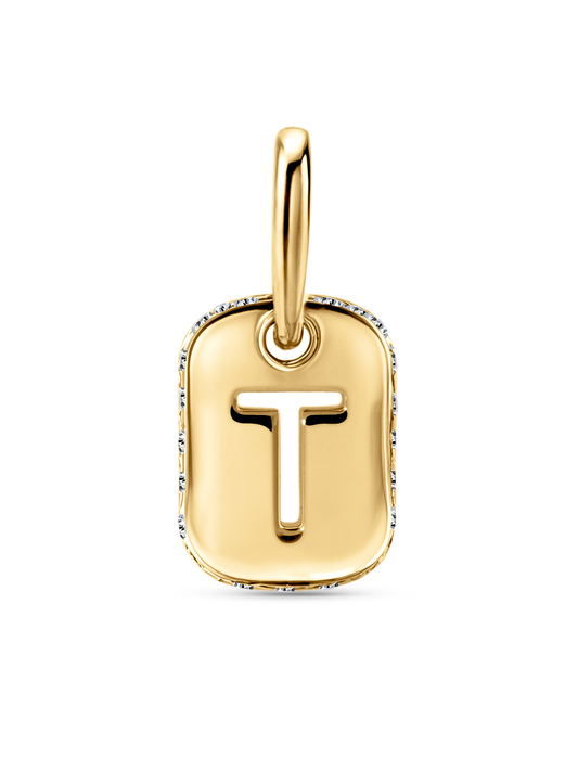 Thread-On Initial T Charm In Gold