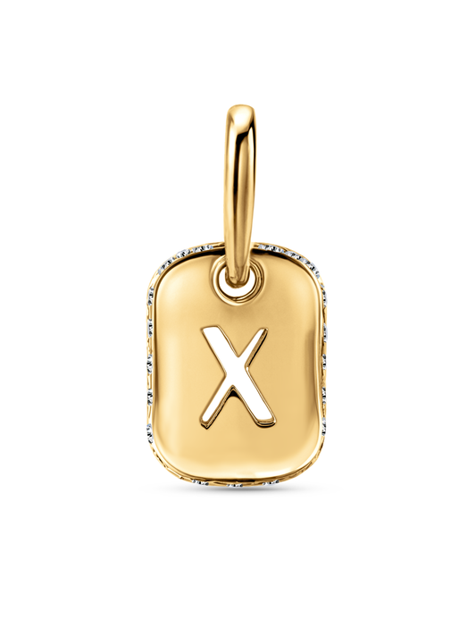 Thread-On Initial X Charm in Gold