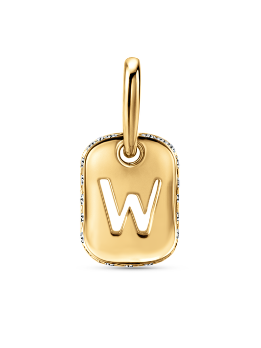 Thread-On Initial W Charm In Gold