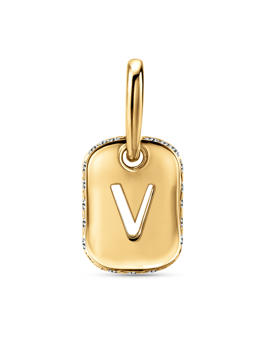 Thread-On Initial V Charm In Gold