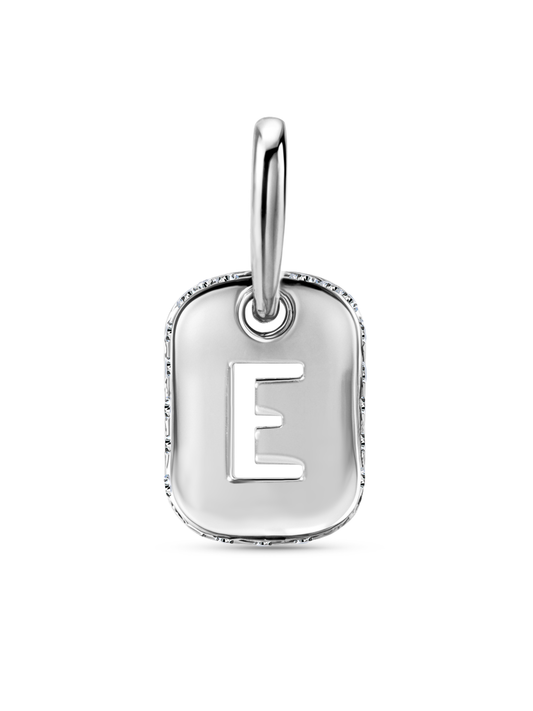 Thread-On Initial E Charm In Silver