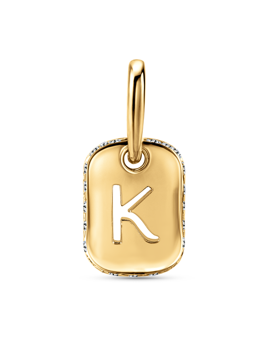 Thread-On Initial K Charm In Gold