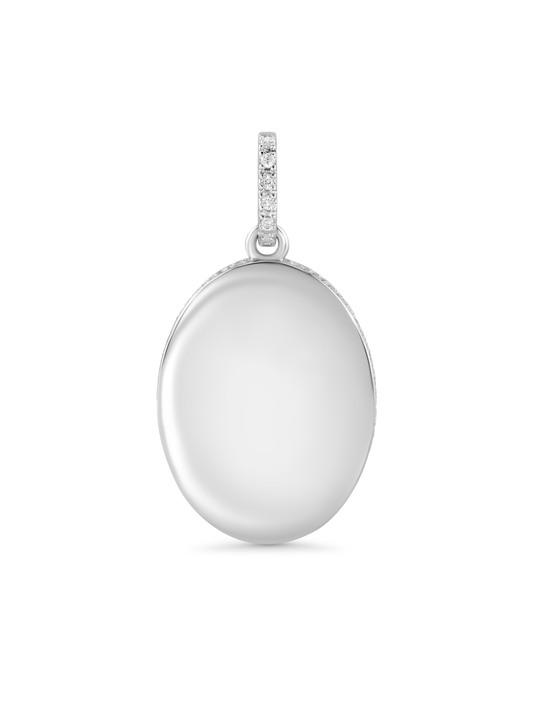 Thread-On Pavé Edge Oval Charm In Silver