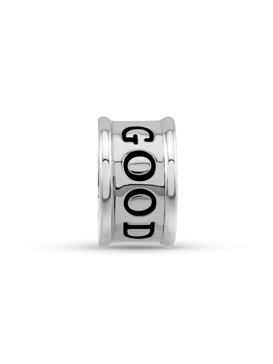 Thread-On 3D Good Energy Charm In Silver