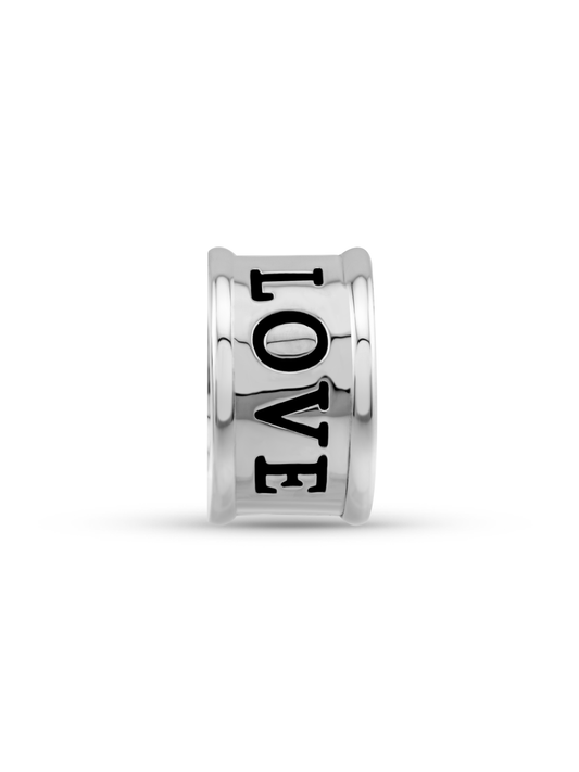 Thread-On 3D Love Charm In Silver