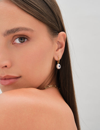 Freshwater Pearl Blue Earring Charm In Gold