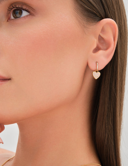 Pavé Heart Earring Charm In Gold