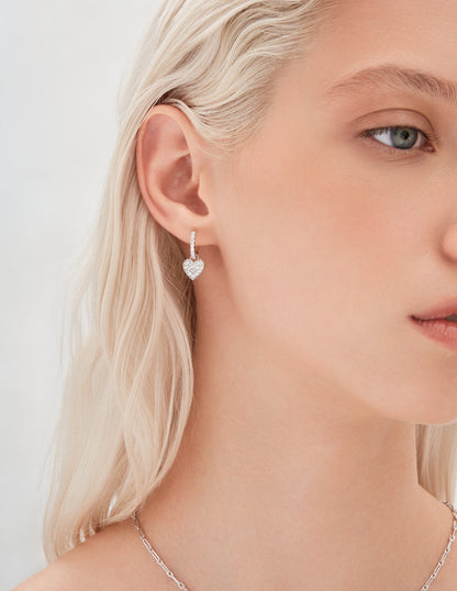 Pavé Heart Earring Charm In Silver