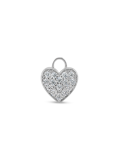 Pavé Heart Earring Charm In Silver