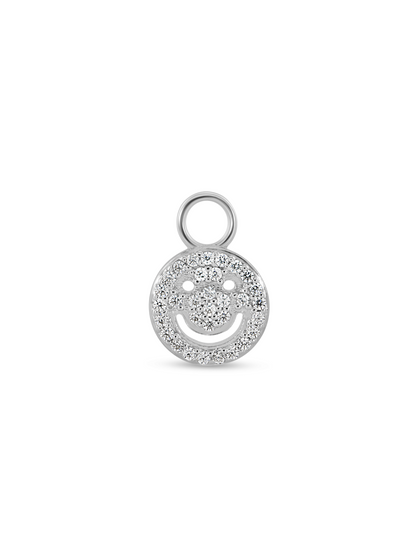 Pavé Smiley Earring Charm In Silver