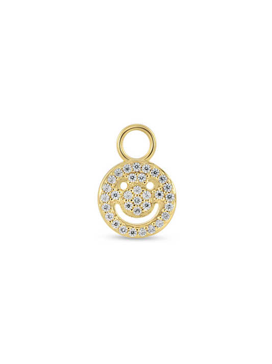 Pavé Smiley Earring Charm In Gold