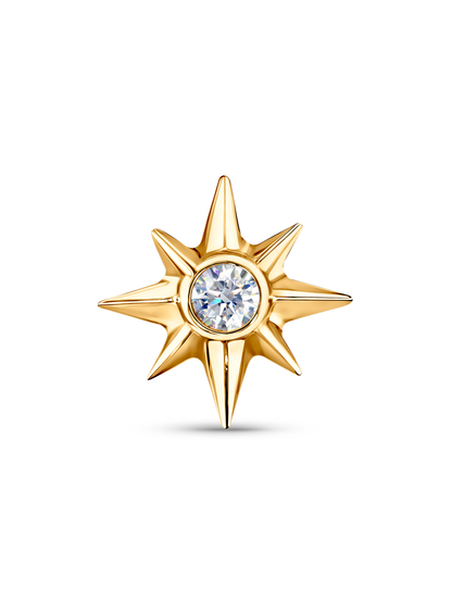 Fine 14K Yellow Gold & Lab-Grown Diamond Single Star Stud